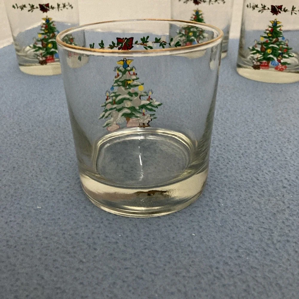 VTG Holiday by Montgomery‎ Wards Christmas Tree Old Fashion Glasses - Set of 4
